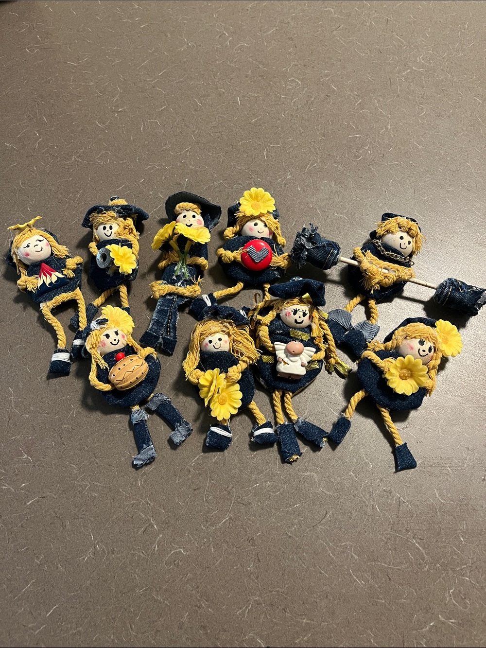 Handmade Denim & Yellow Rag Doll  Set - Cute Kids Toy Accessories